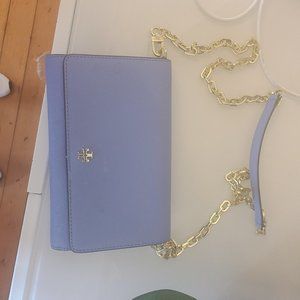 Tory Burch Robinson Crossbody Wallet Chain Blue